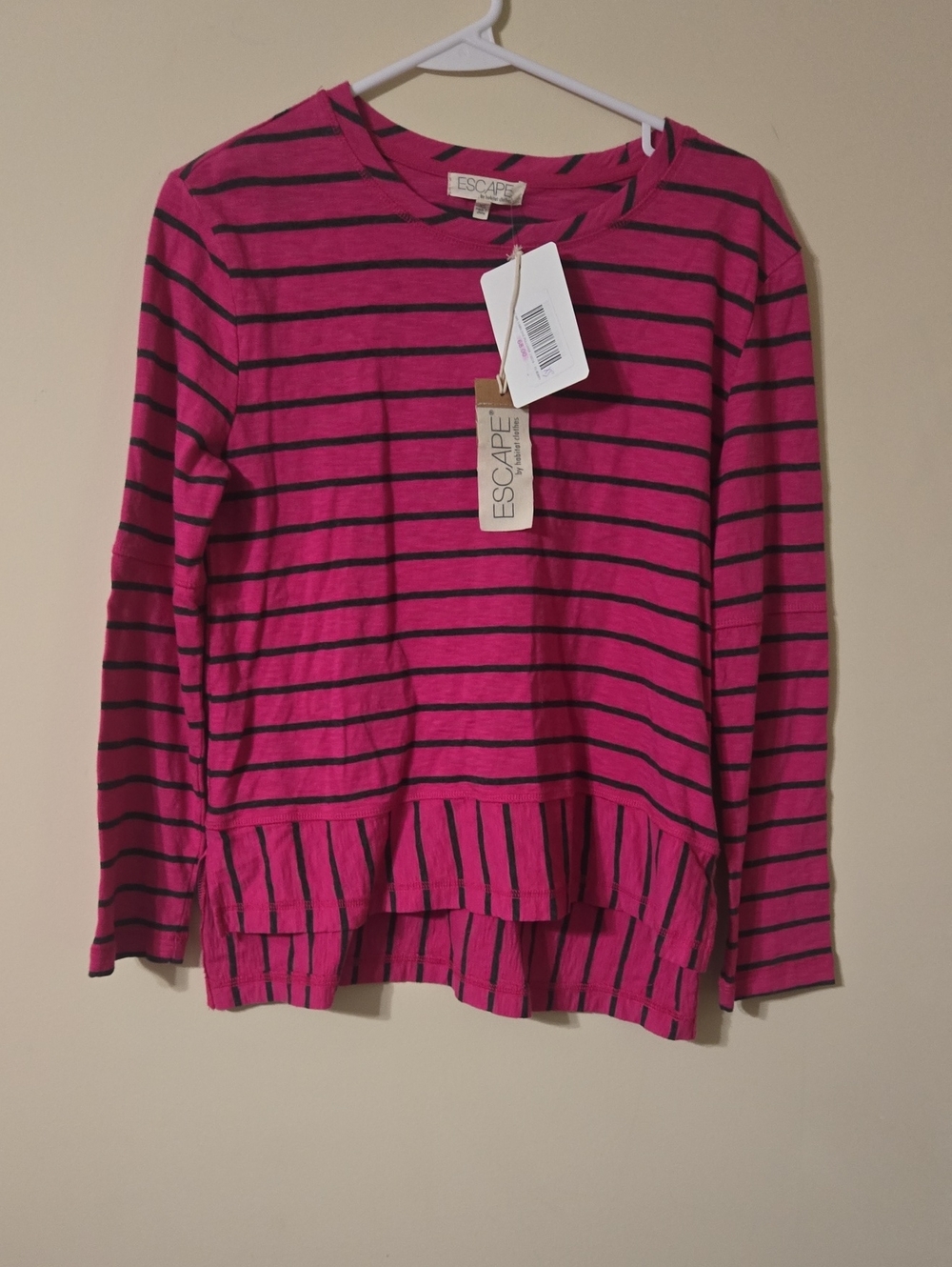 Escape by Habitat Pink & Black Striped Long Sleeve Top